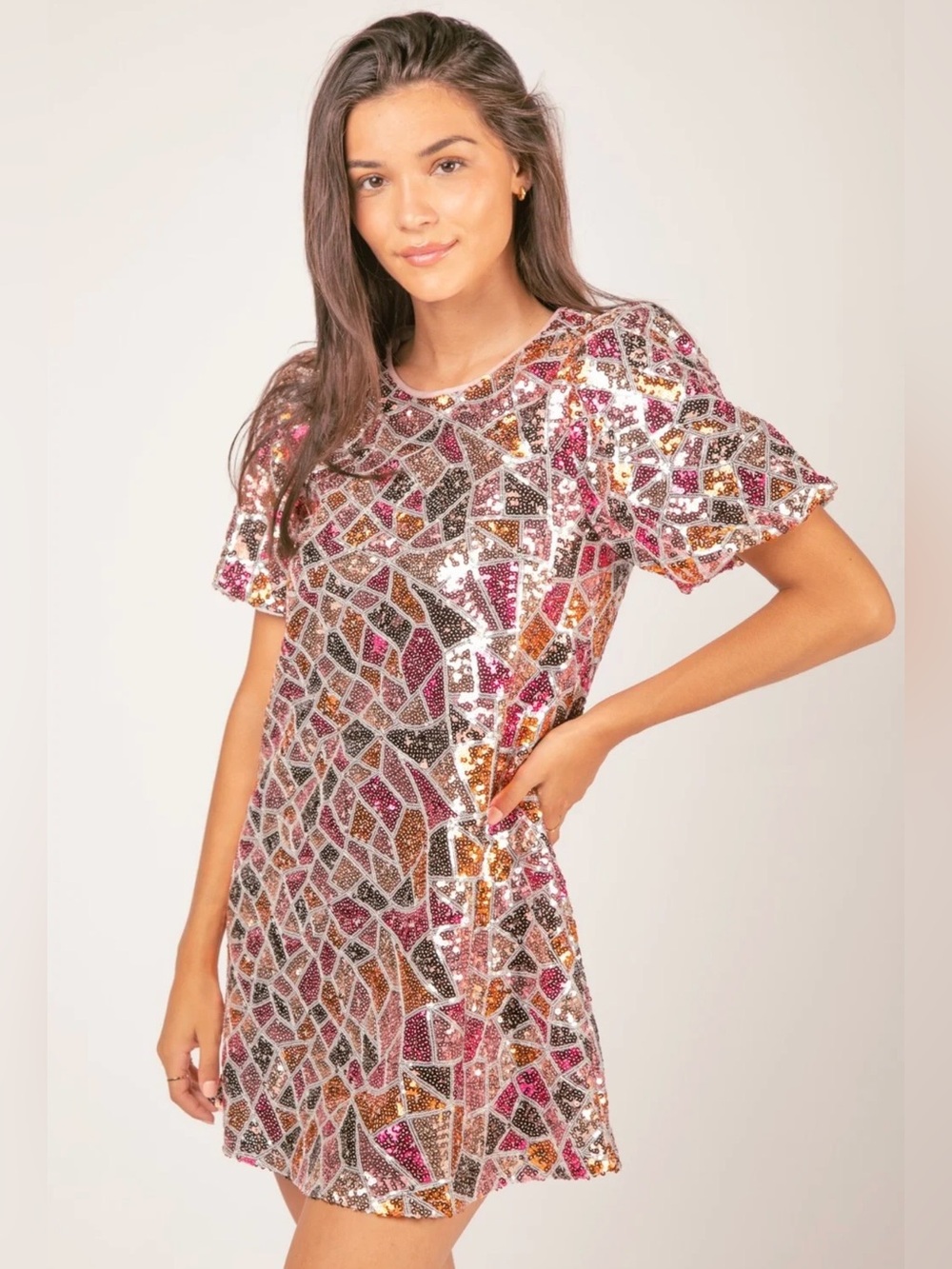 Love Riche Multicolor Sequin Disco Mini Dress